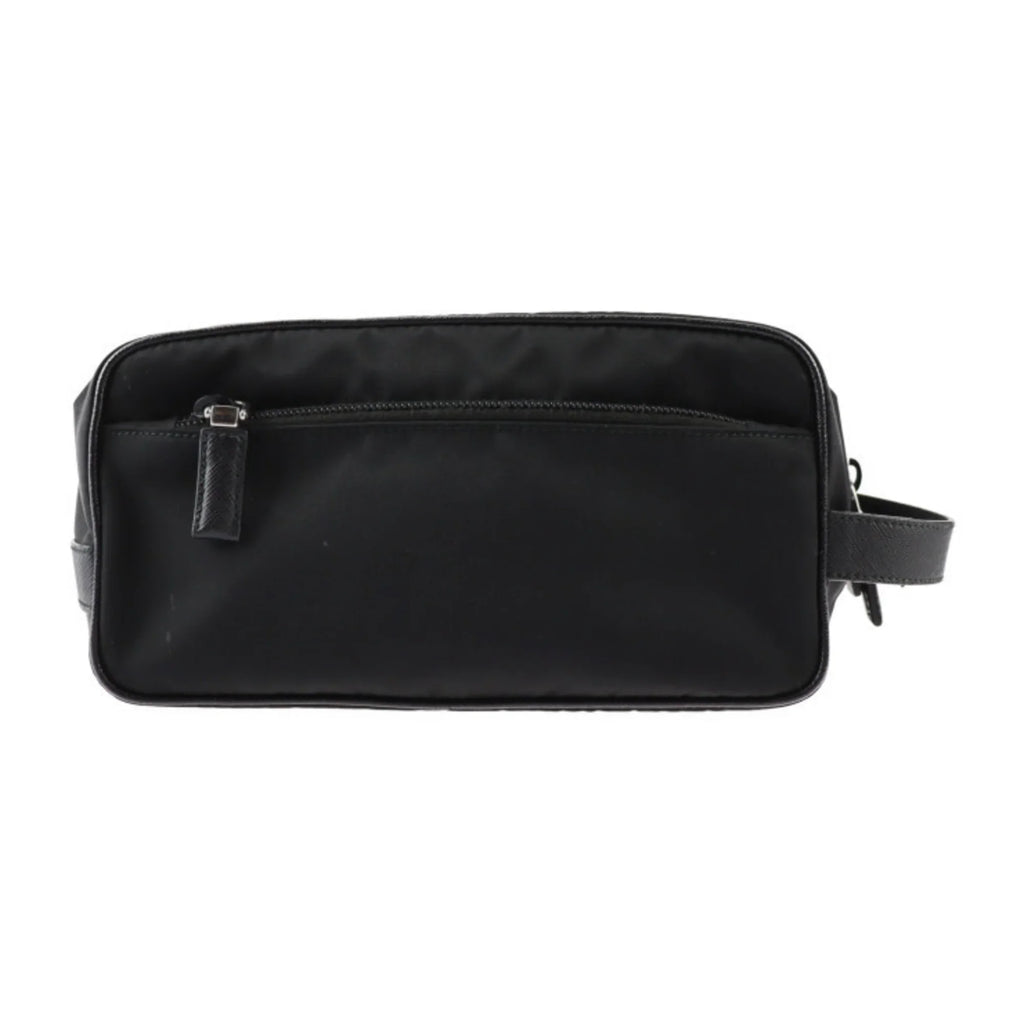 black (Good) handbag nylon PRADA Prada triangle bag hardware 2NA819 second Pre-Owned leather silver clutch logo