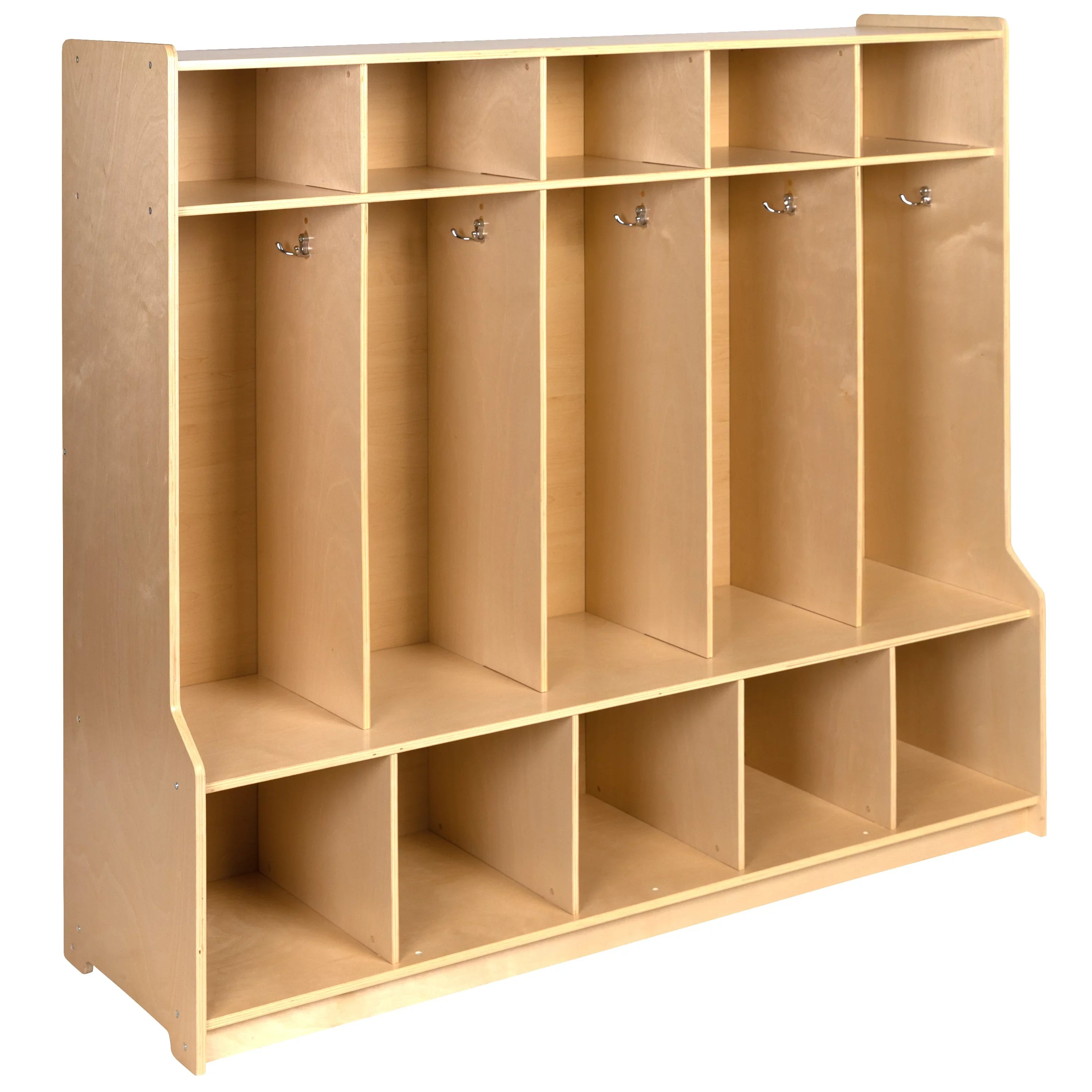 Bench, 5 Wood Oliver School Storage + Cubbies Hook and Coat Section Emma Locker with Organizer