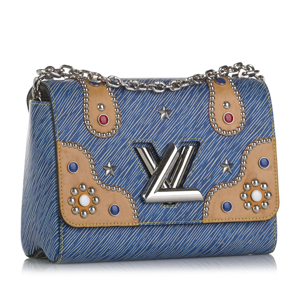 MM Louis Authenticated Leather (Good) Twist Bag Crossbody Pre-Owned Vuitton Unisex Epi Studded Blue