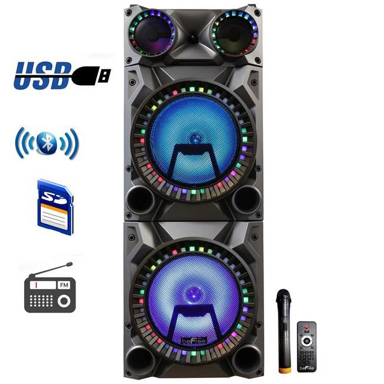 Rechargeable Portable Speaker Party Bluetooth in. 12 Subwoofer Double Befree