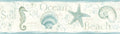 Seashells Island Border 15-ft, 7.5 Wallpaper, by 6-in Teal Non Prepasted Chesapeake Woven Teal sq. ft. Blend