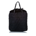 Pre-Owned Fendi (Good) Zucca Bag Fabric Women Drawstring Black Satchel Nylon Tote