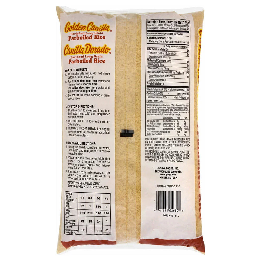 Long Canilla, Rice, Golden lbs. Microwaveable 10 Enriched Parboiled Grain