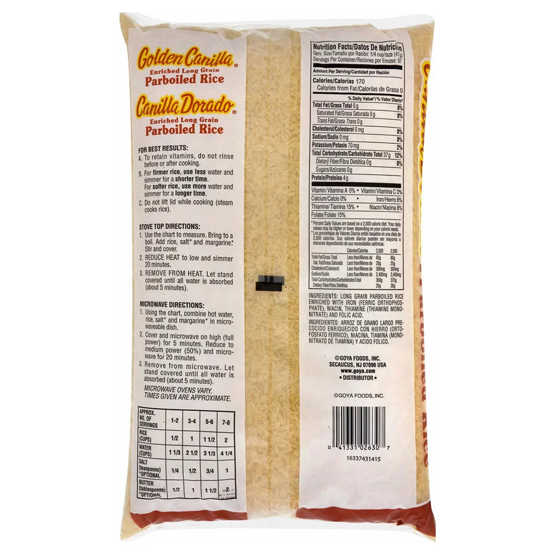 Long Canilla, Rice, Golden lbs. Microwaveable 10 Enriched Parboiled Grain