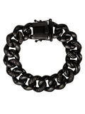Diamond Men's Shaquille Simulated IP Stainless Steel Black Bracelet Plated O'Neal Curb