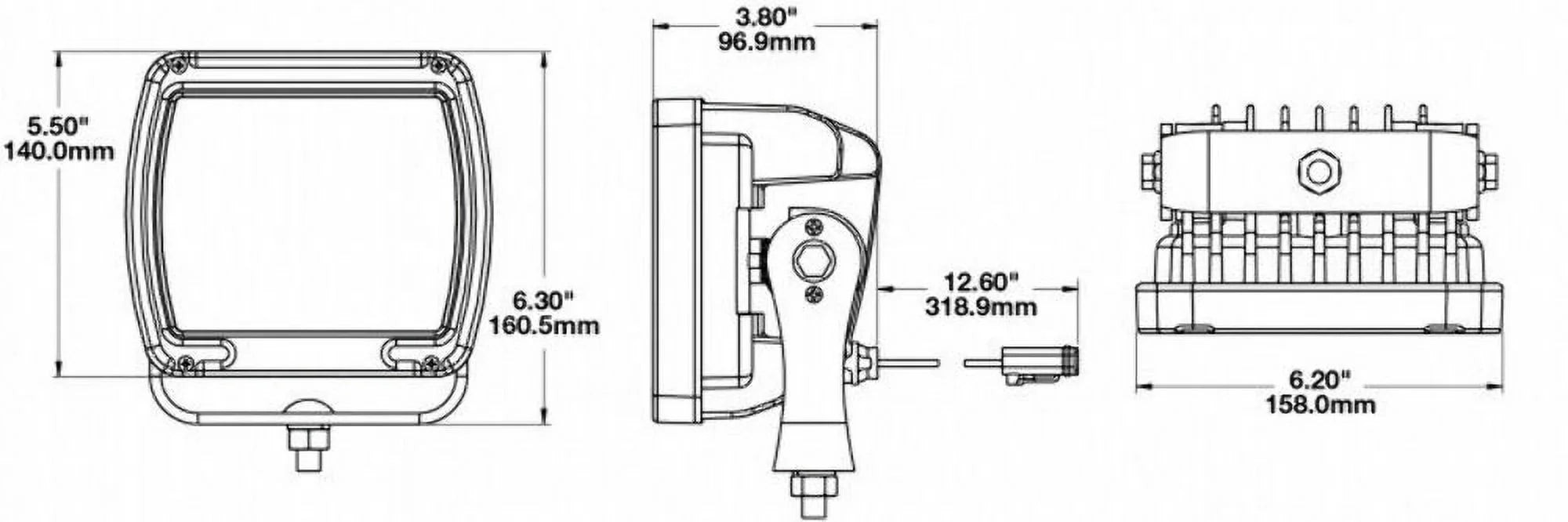 Flood Speaker 526F LED JW Light, 24V Beam in. Square Black 6 1300581