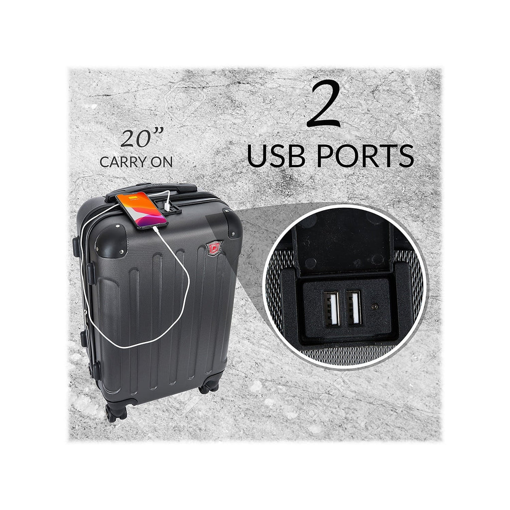 DUKAP Luggage 2-Piece Intely Black Set Plastic (DKINT0SM-BLK)