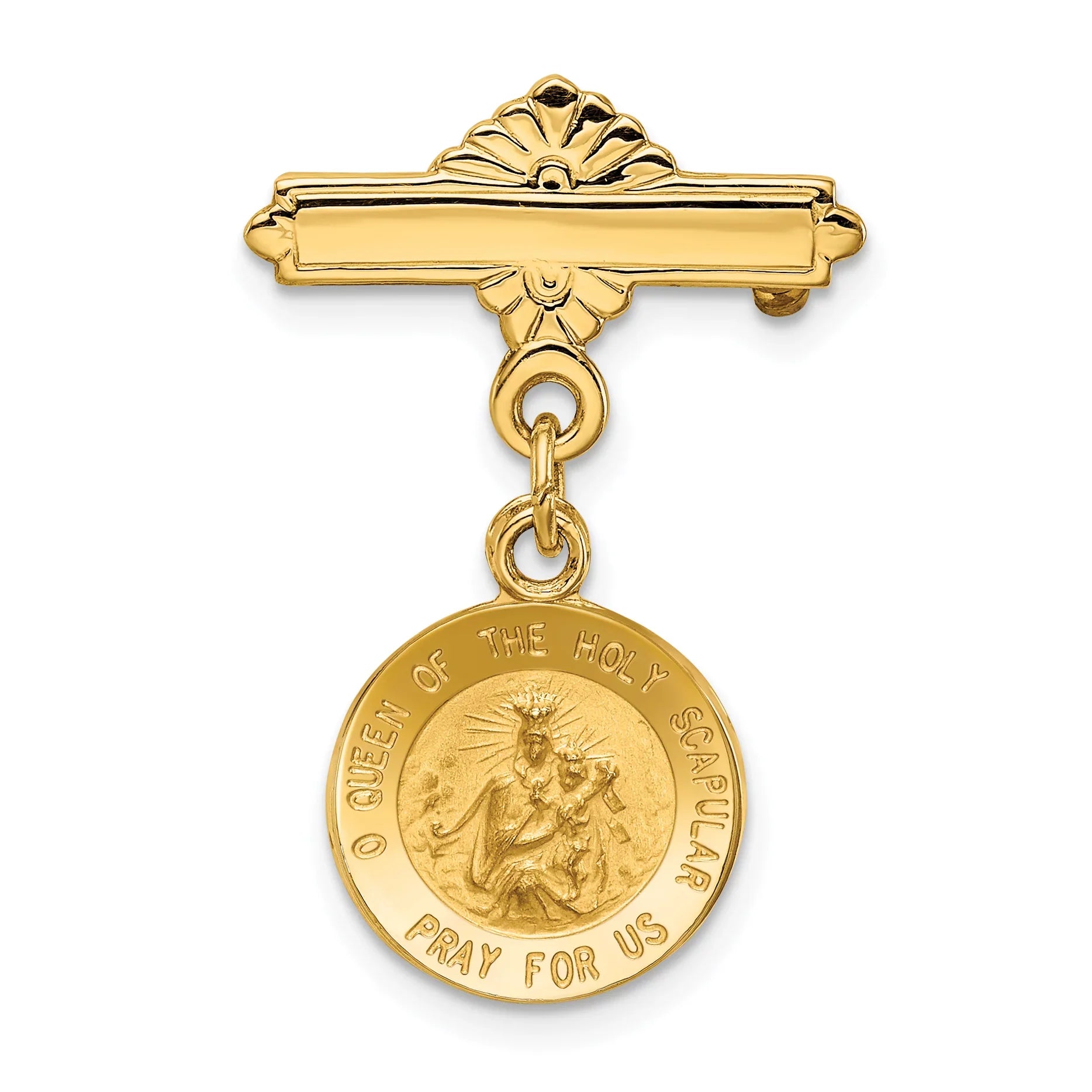 Holy X The mm) Yellow (25 14K Pin Scapular Reversible Of mm Queen 17 Medal sacred Heart Gold