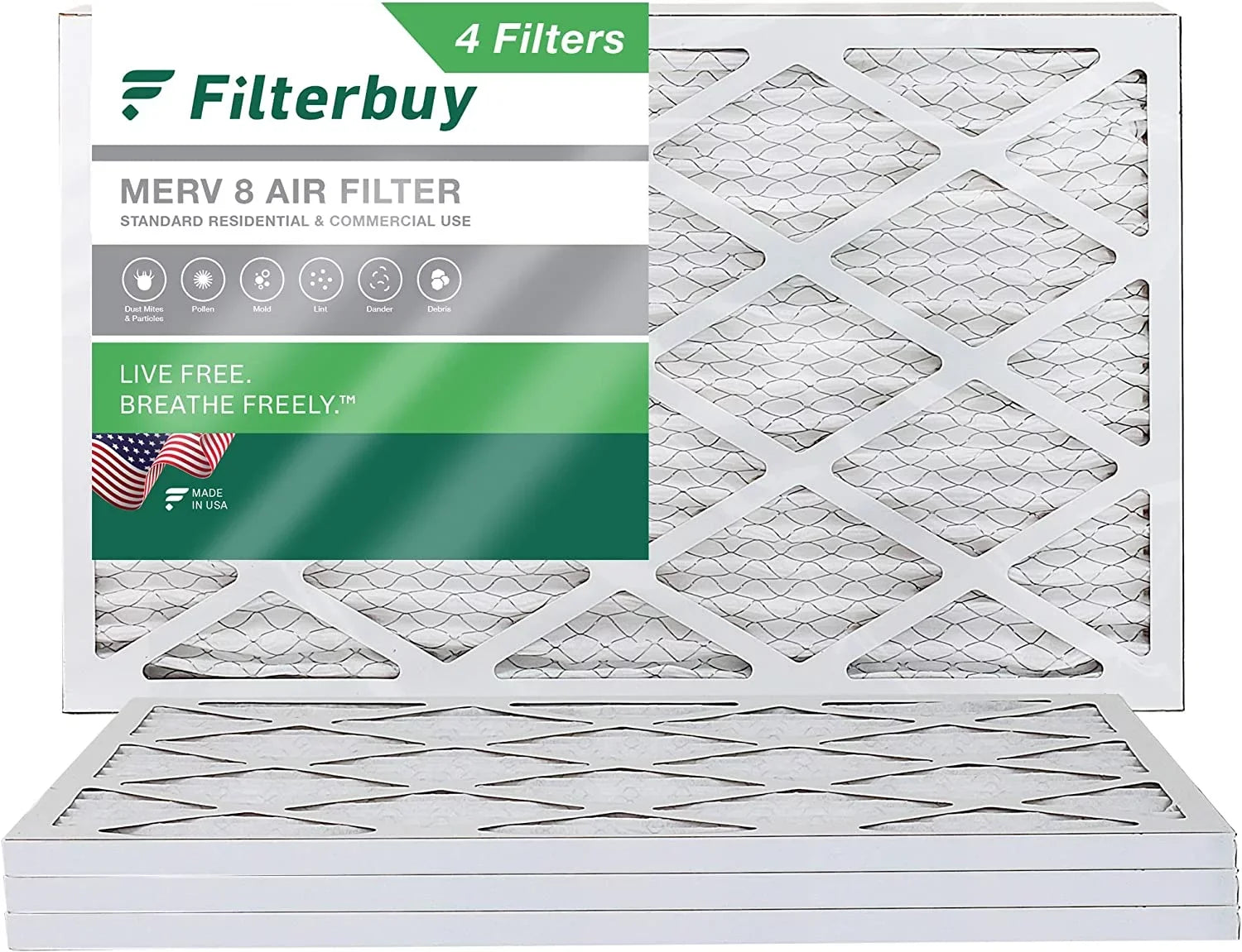 Filterbuy HVAC Air Furnace Filters AC 12x36x1 MERV (4-Pack) 8 Pleated