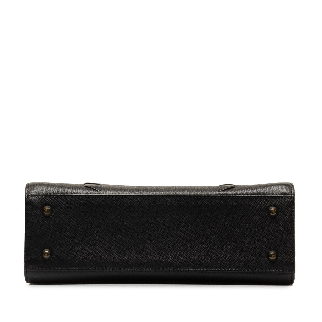 Authenticated Black Handbag Leather Yves Top HandleBag Saint (Good) Laurent Unisex Pre-Owned Calf