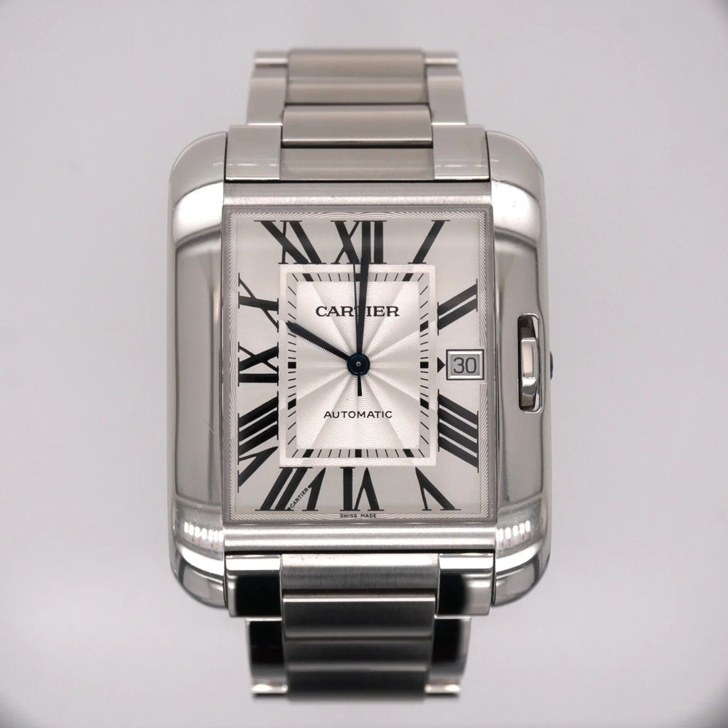 Anglaise Tank Mens 37mm Silver 49mm Cartier Watch by Steel Stainless 3507 Dial