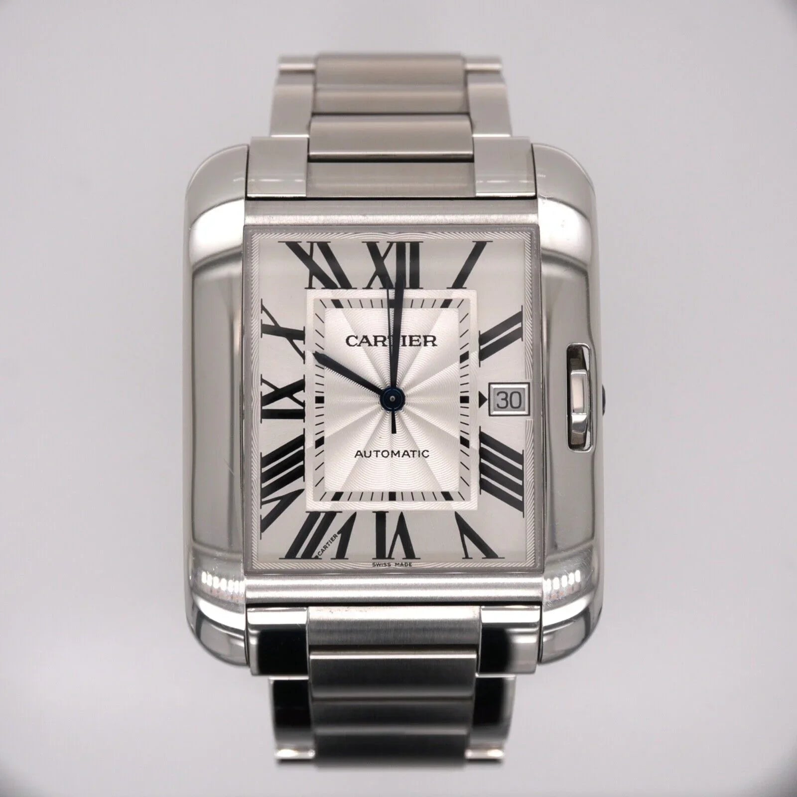 Anglaise Tank Mens 37mm Silver 49mm Cartier Watch by Steel Stainless 3507 Dial