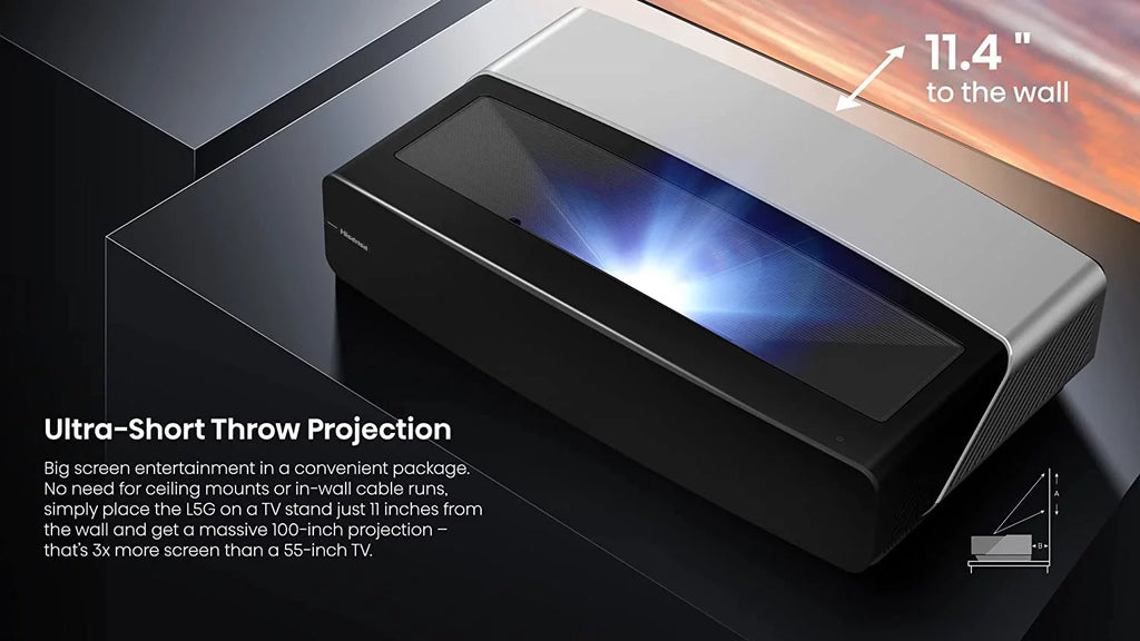 Coverage 100-inch with Additional Ultra Hisense Epic TV 100L5G by Protect (2022) Throw Year Laser ALR 4K Screen 2 with TV Short Android