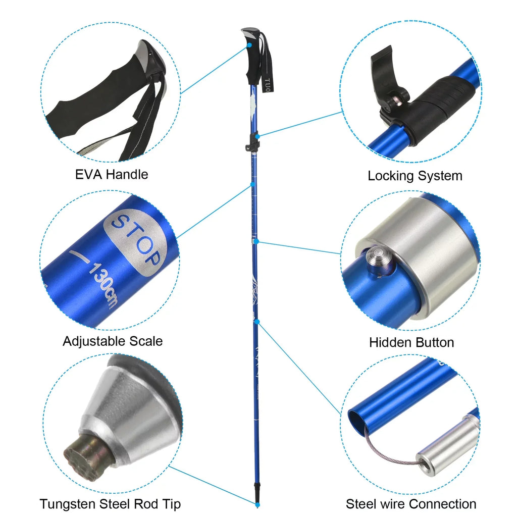 Aluminum Blue Dark Hiking Pole Alloy, Uxcell Inch Trekking Collapsible Poles, 51