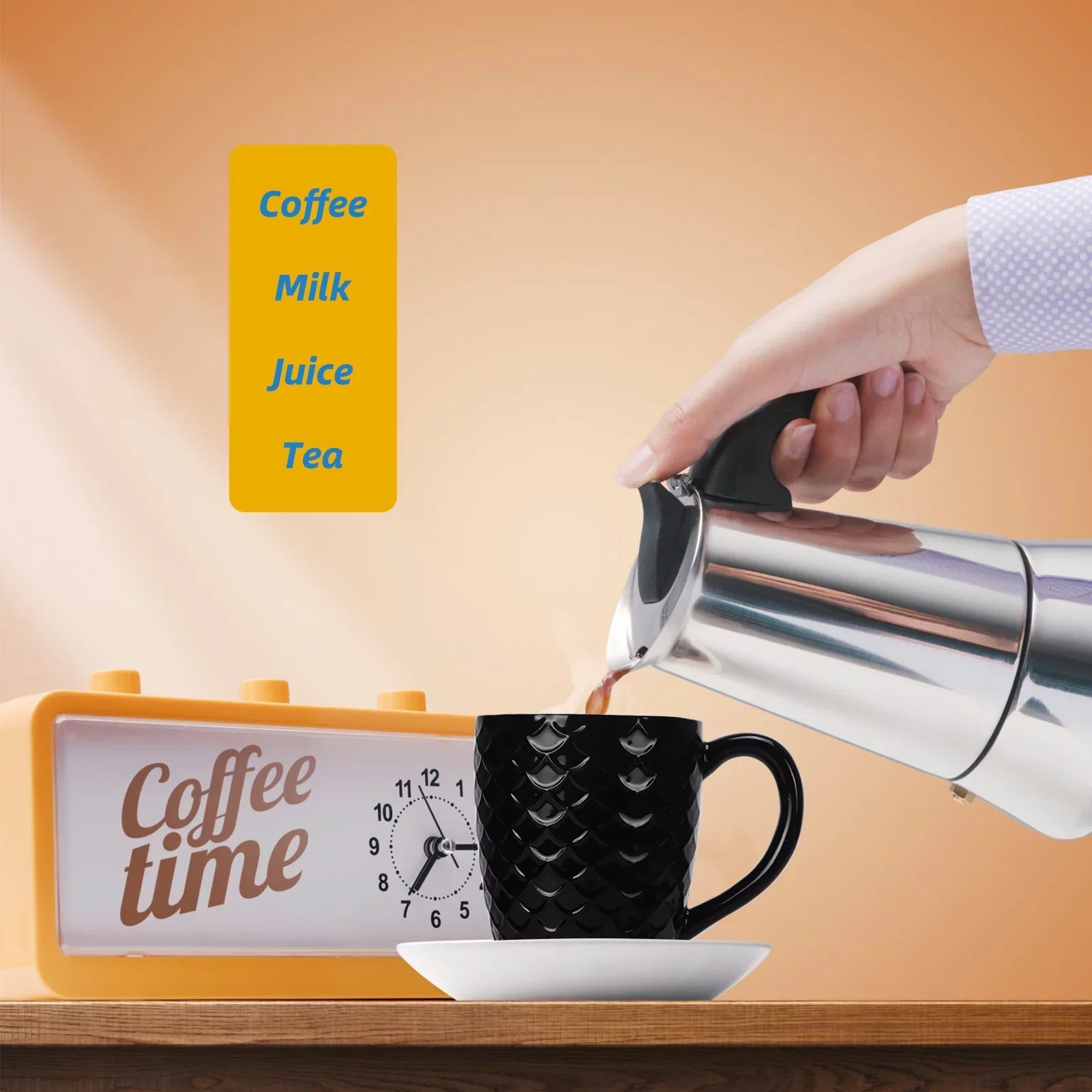 Milk, Coffee Set, Mug 11.95 6 Cup Coffee, Pack Black, Floz Ceramic, Coffee Water, for