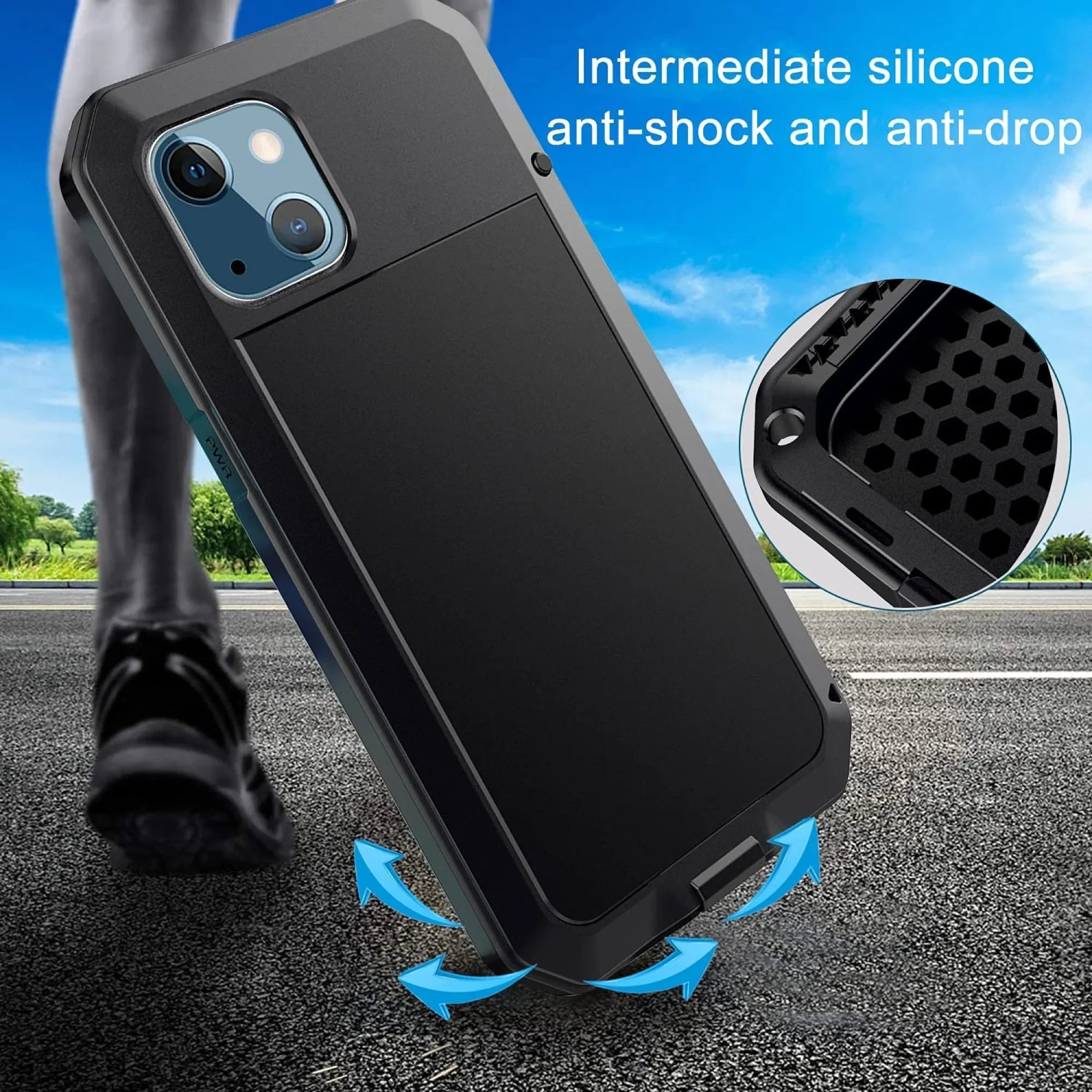 Glass Aluminum Military Rugged iPhone Resistant 12 Heavy Travel Case Shockproof Duty and Gorilla Max Pro (Silver) Protection, Metal Scratch Outdoor Grade