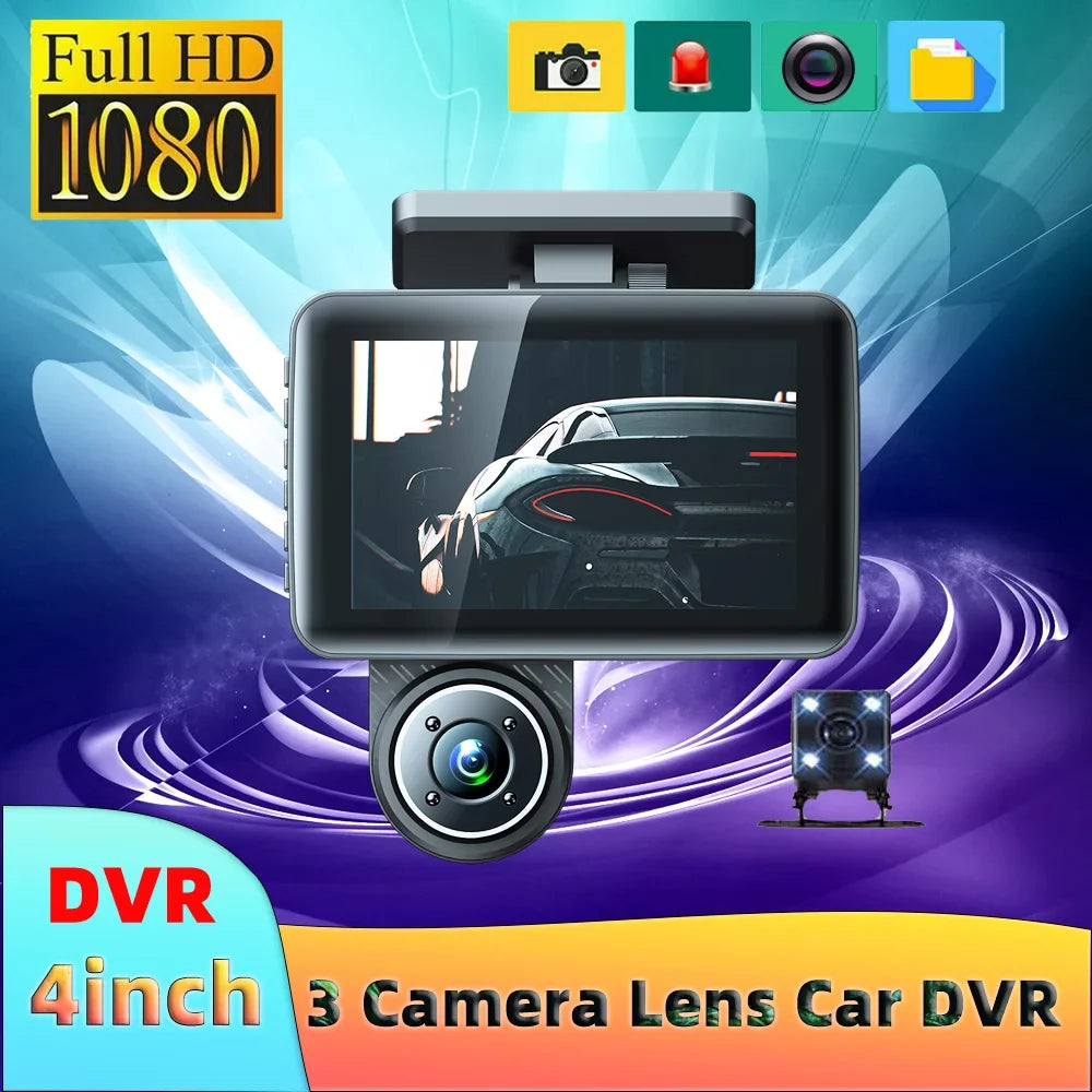 Clear Cam, Rearview Car Camcorder, Tomshoo Recording Video Dash Mirror 4in Triple Car Channel