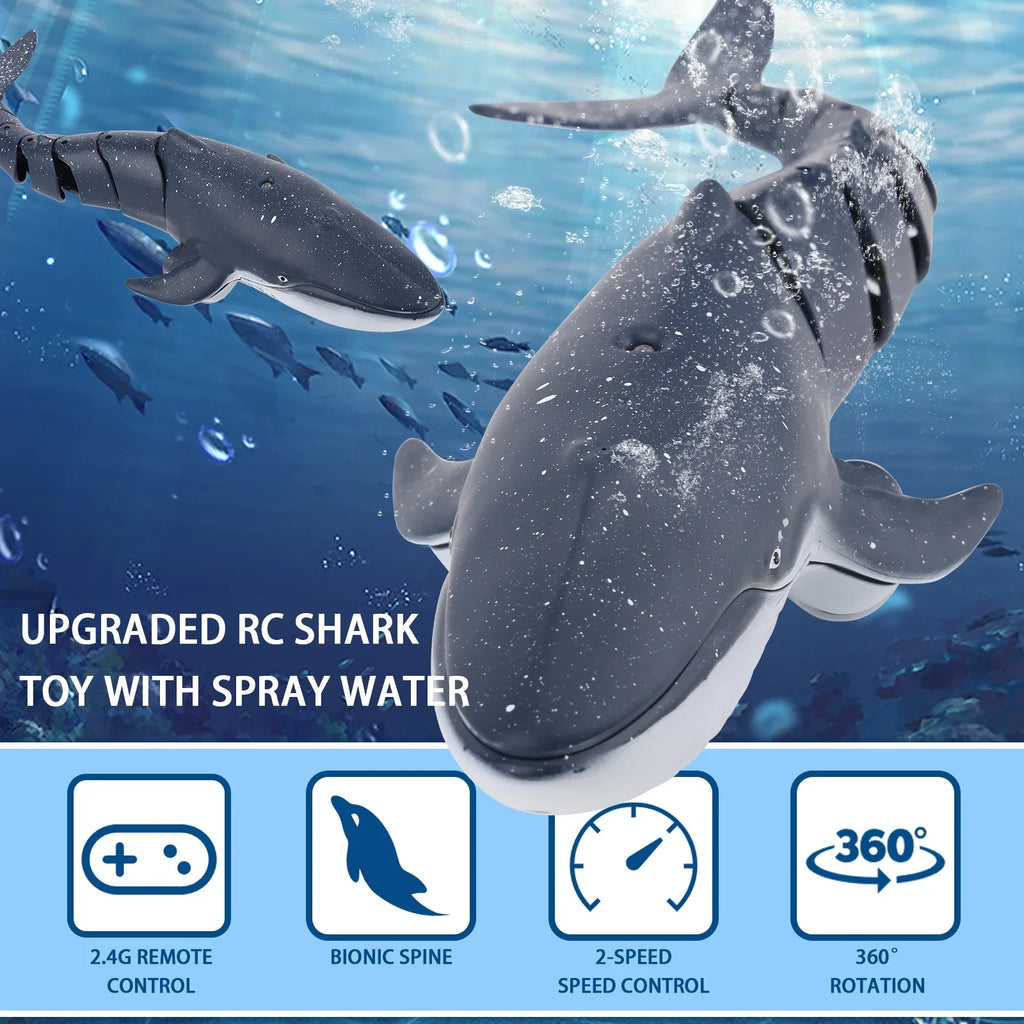 Shark Pool Toys, Toys, for RC Boat Pool Whale Girls, Toy RC Water Boys Toys Spray for Swimming Remote Kids, Ant for Control Diving Class Boat
