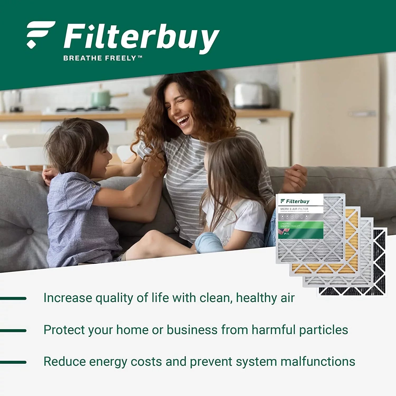 13 Air MERV Filters HVAC (4-Pack) 12x12x1 Filterbuy Furnace AC Pleated