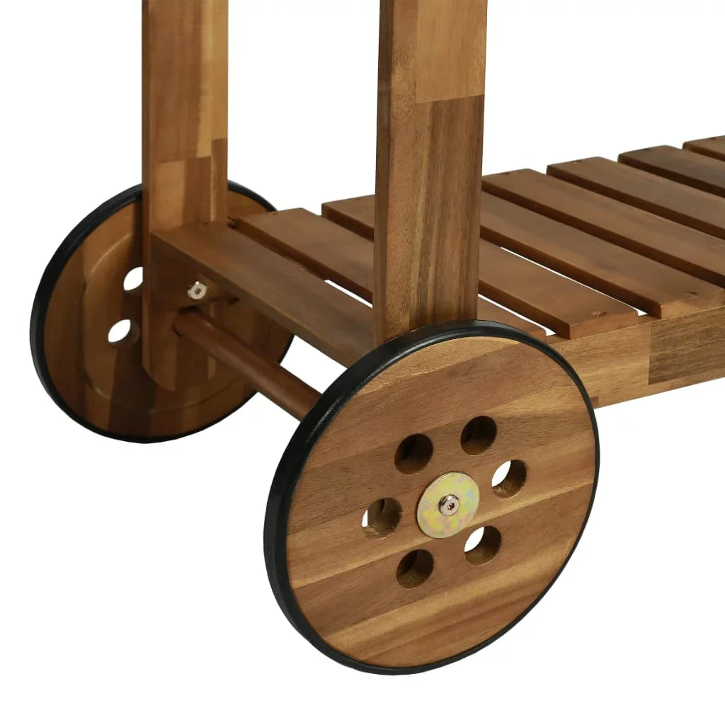 Wood Trolley Garden Kitchen Solid 36.2"x17.1"x55.7" Acacia