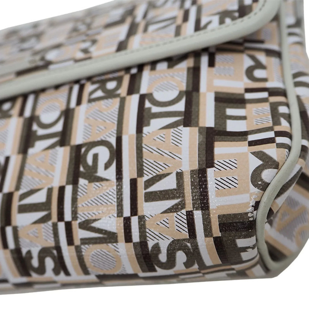 Shoulder Bag (Good) Beige Pre-Owned Salvatore Ferragamo PVC,Leather
