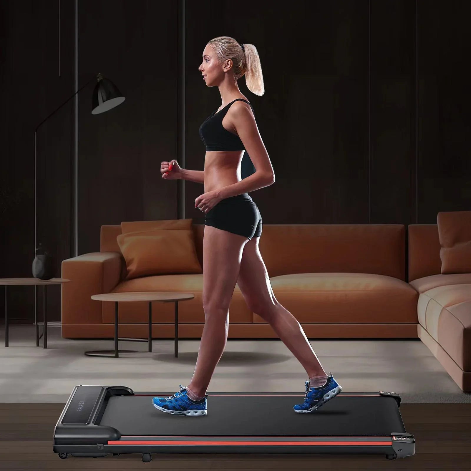 Capacity, Size Control 0.6-3.8MPH Jogging, Remote & Home Speed Under LED Display, Treadmill for Office, Walking Portable Desk Seizeen Walking 300lbs 47''L for Pad, Small