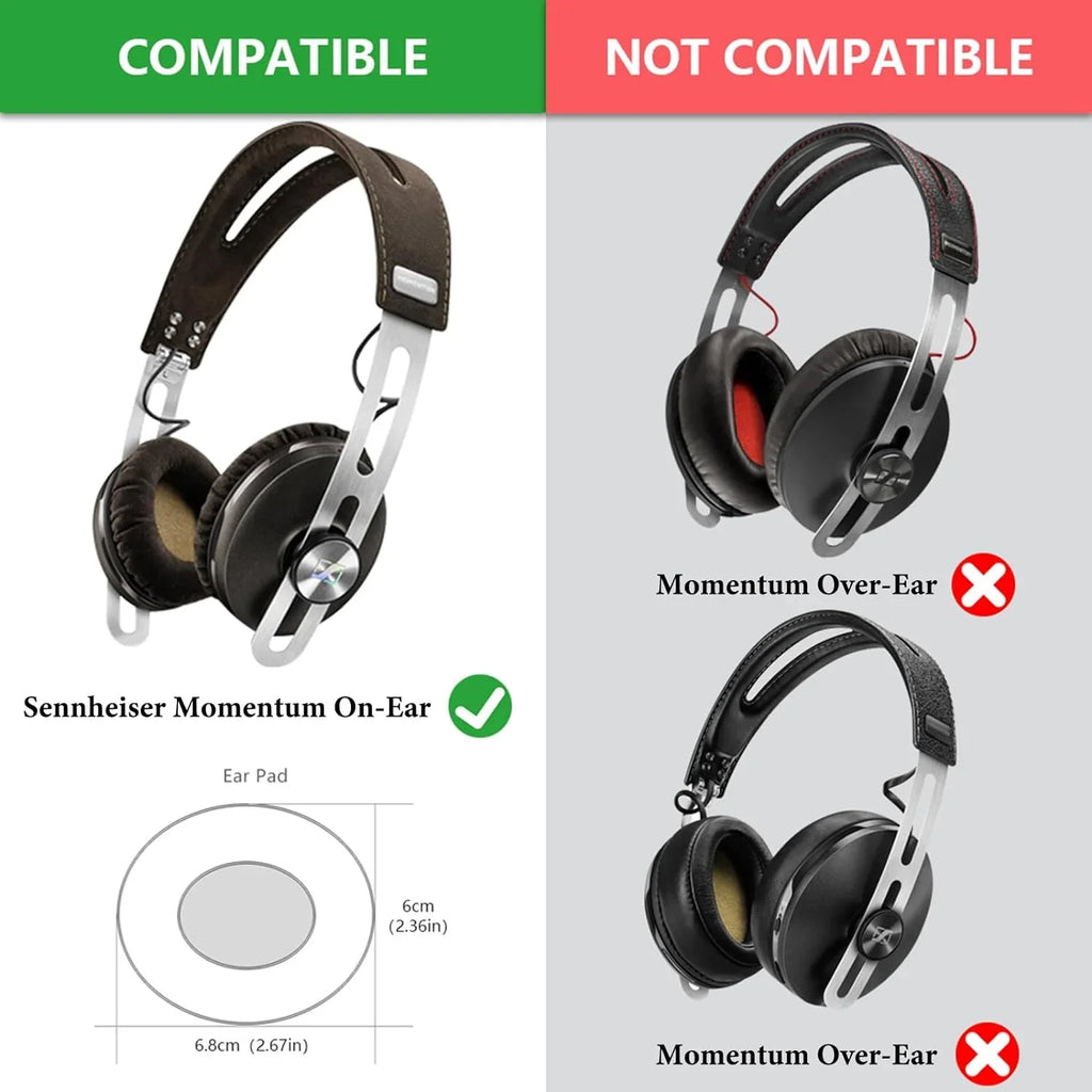 On-Ear for Ear Momentum Sennheiser On-Ear Velour Pads Replacement Comfort Momentum On-Ear 2.0 Momentum 2.0