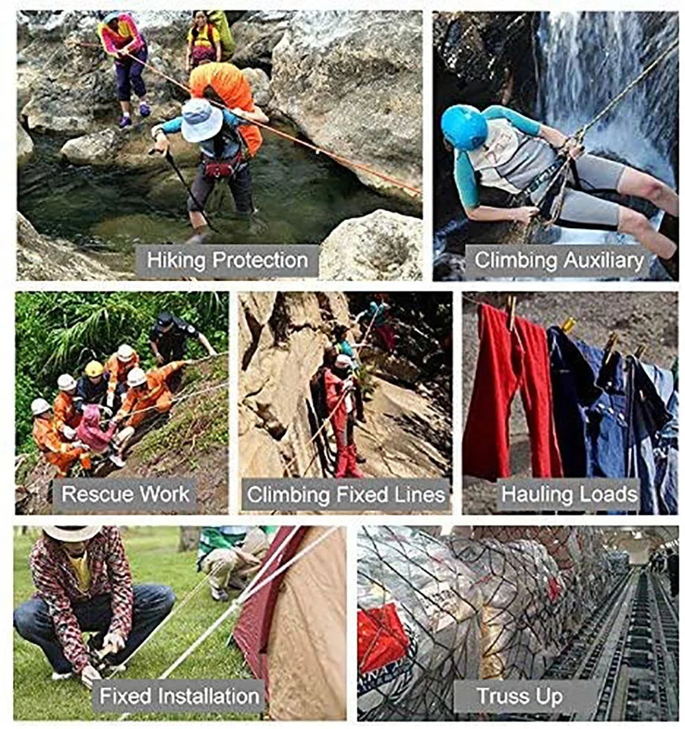 Parachute X Ice Outdoor Rope Climbing 50M(160ft) Static Climbing Rescue Rope XBEN Rope Escape Rock Climbing for Equipment Fire