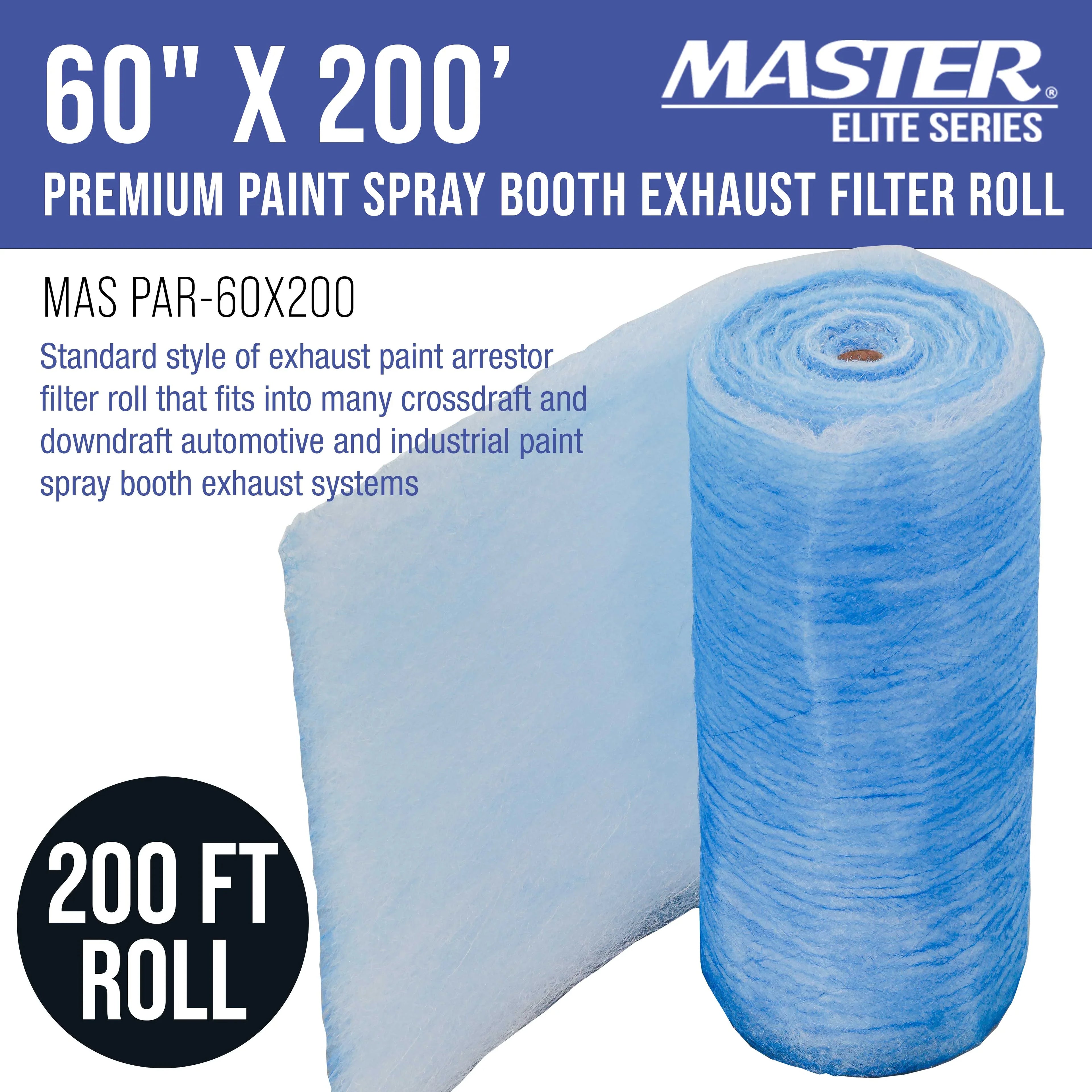 Arrestor Traps Gram Auto Particles Elite Booths Overspray 60" - Booth 18 in Master Refinish Exhaust Roll, Autobody Premium Filter Heavy-Duty Captures Paint Paint Paint Spray 200' x - Fiberglass