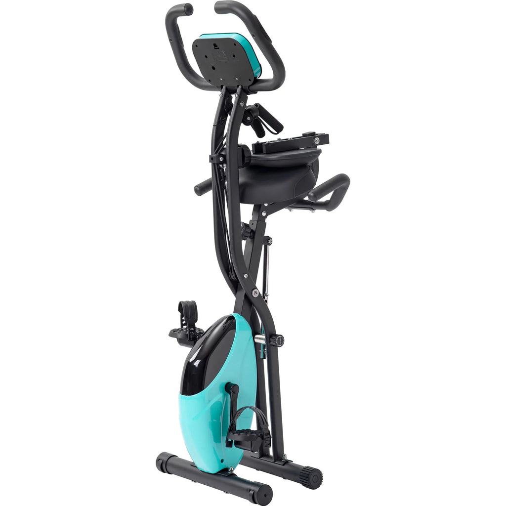 Recumbent Exercise Arm Resistance, Bands Folding Bike, Fitness Adjustable and and with Backrest Upright X-Bike 10-Level