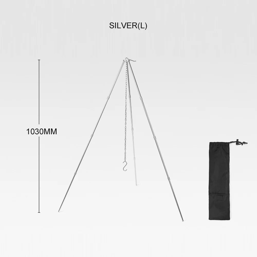 and Hung Radirus Aluminum for Campfire Foldable Picnic BUZHI Detachable Outdoor Tripod, Stand Walmeck Portable Rack Bracket BBQ Tripod Folding Aibecy Htovila Dazzduo Bonfire Pot Camping - Alloy