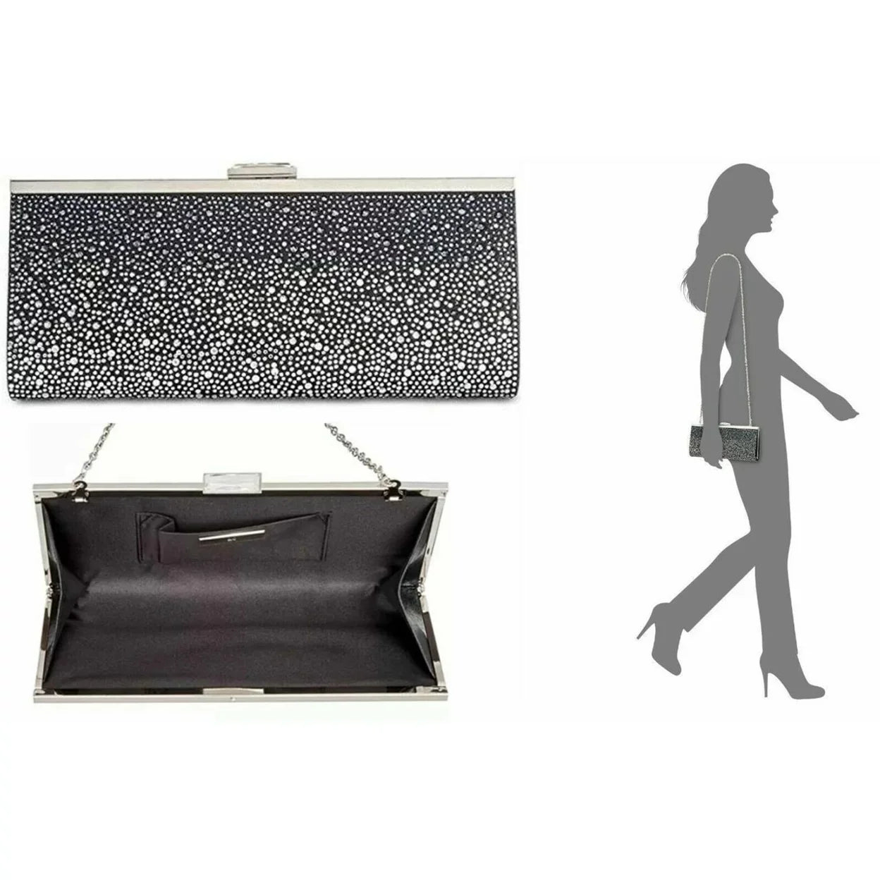 Evening Ombré Bag BLACK New Carolyn INC Clutch Glitter with box/tags Concepts International