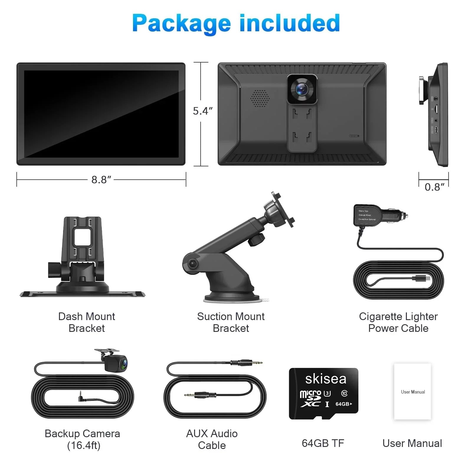 Navigation, Player Apple Car 9 Stereo, Play Dash DVR, Car Mate Carplay Screen Touch Camera Radio Backup Carplay Drive Audio 2.5K Wireless Inch Receiver, Multimedia Car Cam,1080p