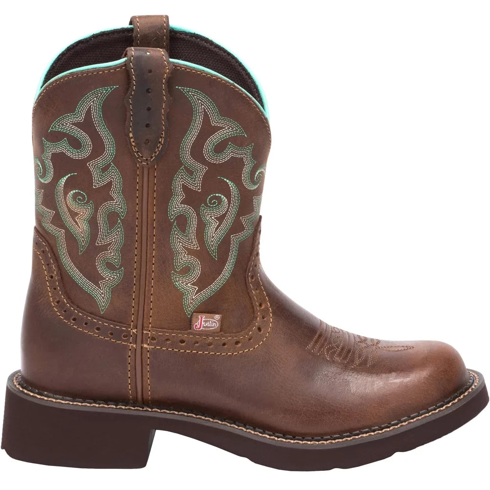 Justin Calf Mid Toe Round Boots Boots Heel Gemma 1-2" Low Casual Womens