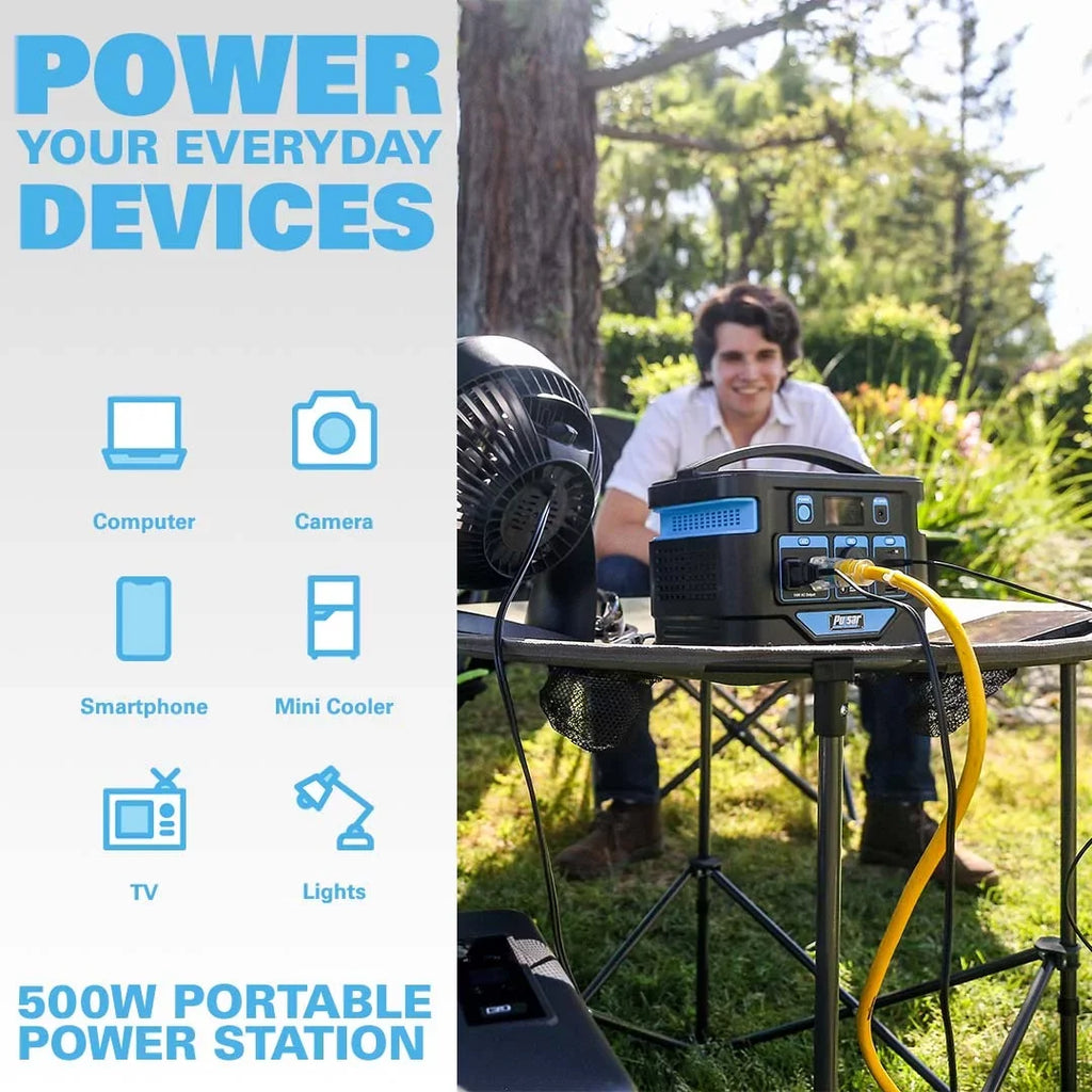 LCD Wireless Pad 500 Pulsar Power Capacity) and Watt Portable Station with Lithium-Ion Charging Display (518Wh