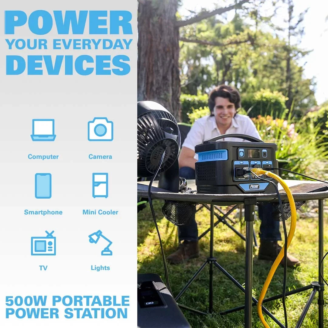 LCD Wireless Pad 500 Pulsar Power Capacity) and Watt Portable Station with Lithium-Ion Charging Display (518Wh