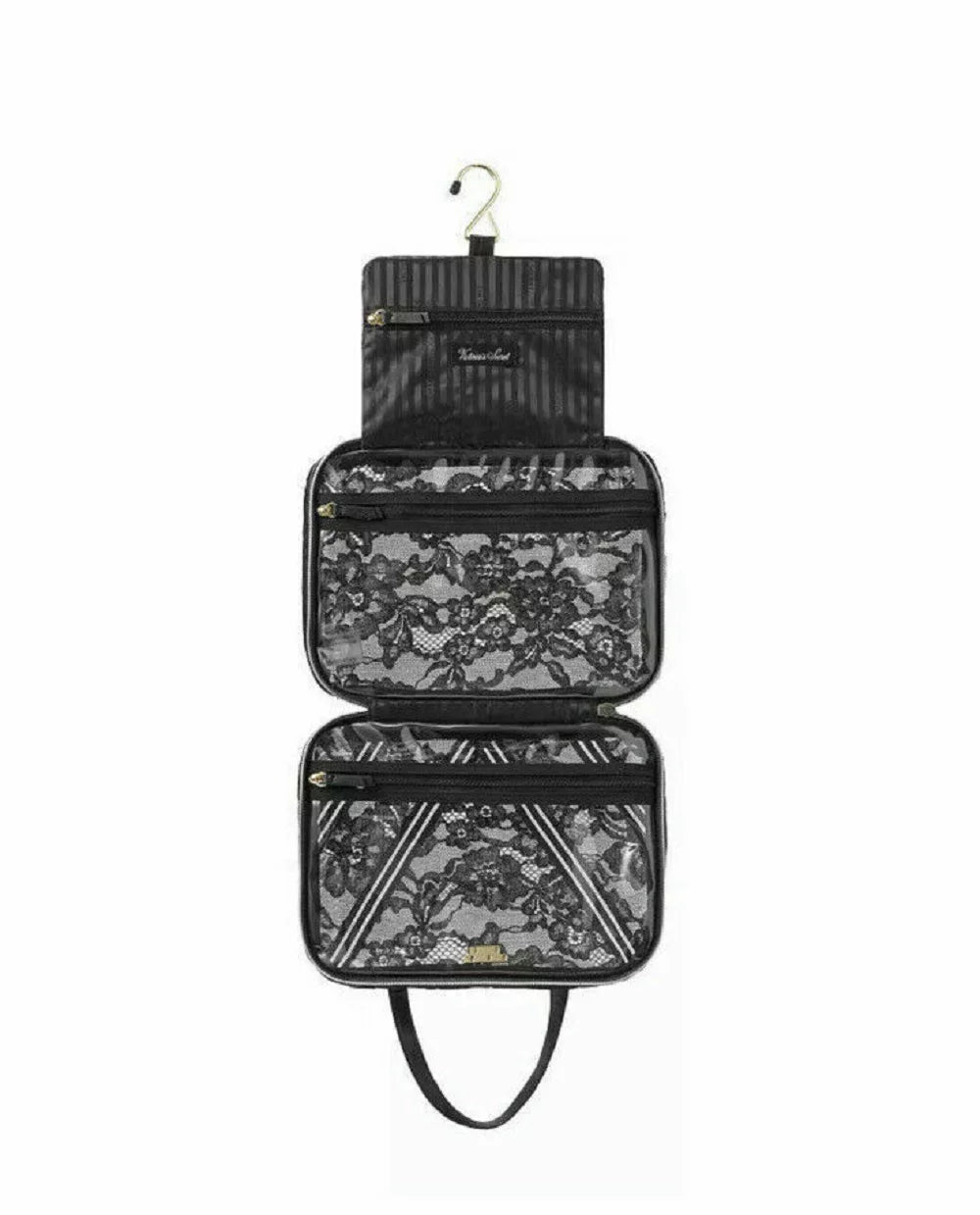 Lace NWT & Floral Clear Case Jetsetter Cosmetics Travel Black Victoria's Bag Secret