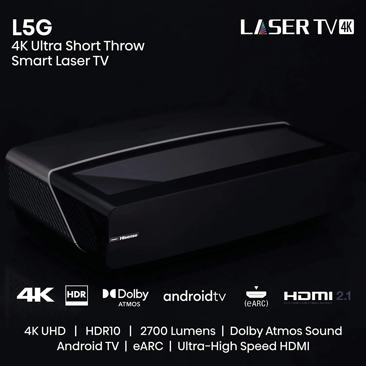 Coverage 100-inch with Additional Ultra Hisense Epic TV 100L5G by Protect (2022) Throw Year Laser ALR 4K Screen 2 with TV Short Android