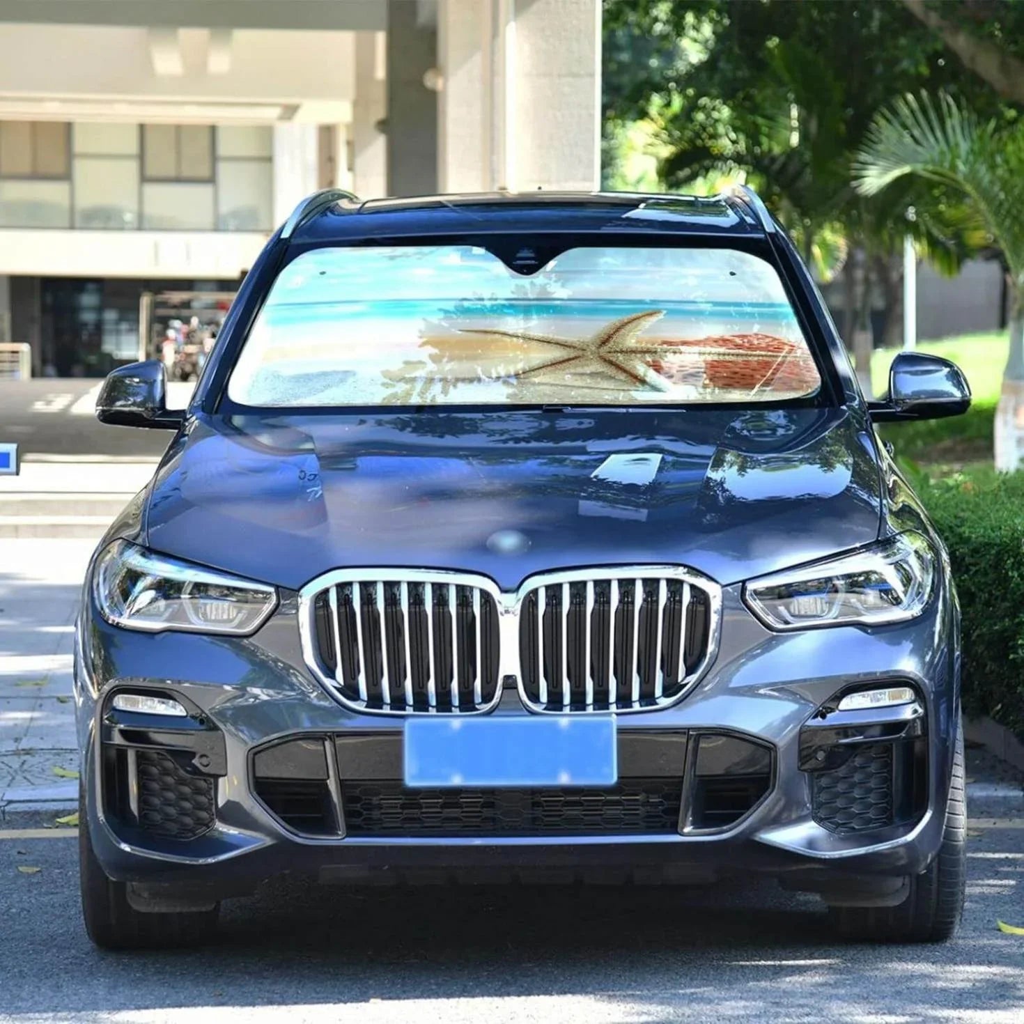 Sunshade Car Tropical Blocks Windshield Shade,oldable to Beach Accessories Cars,SUVs,Trucks-55×27.6in Rays Sun Visor for Protector UV Protect Bestwell and