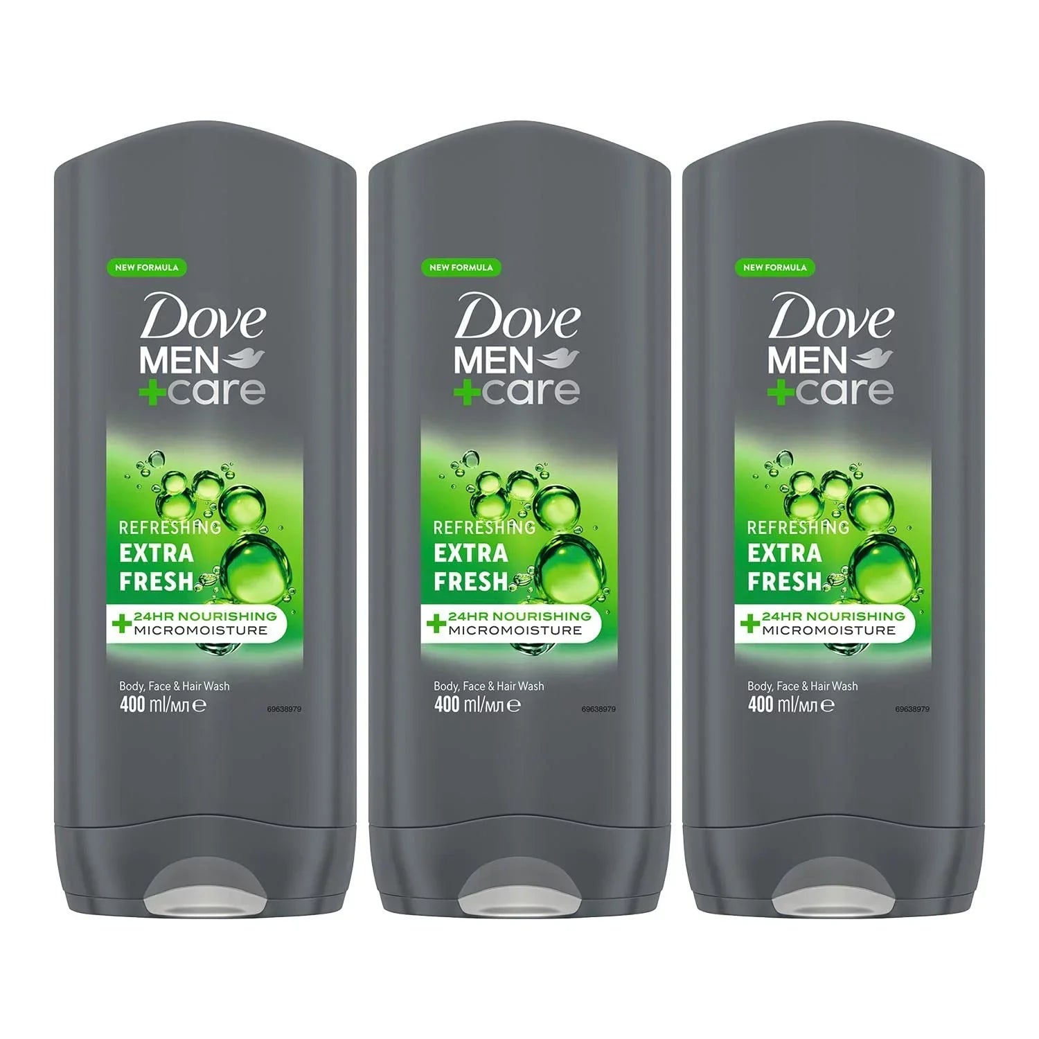 3-In-1 With For Body Men 3 Hair, Face Body Pack And Dove Of Micromoisture Refreshing Wash Extra Nourishing + Technology Fresh Men Care 24-Hour Wash 400 Ml