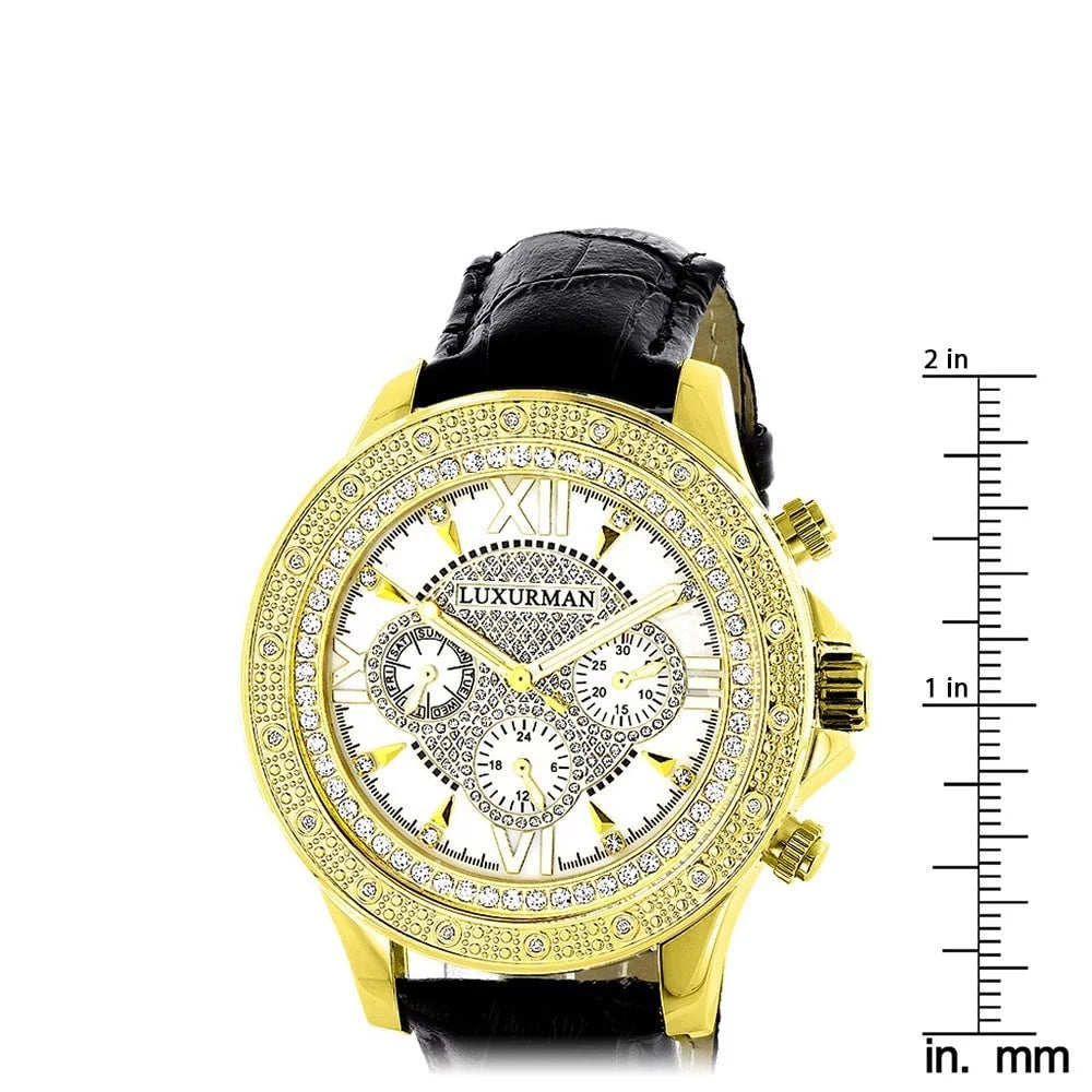 Leather with Diamond Extra Straps Men's Two Black Watch