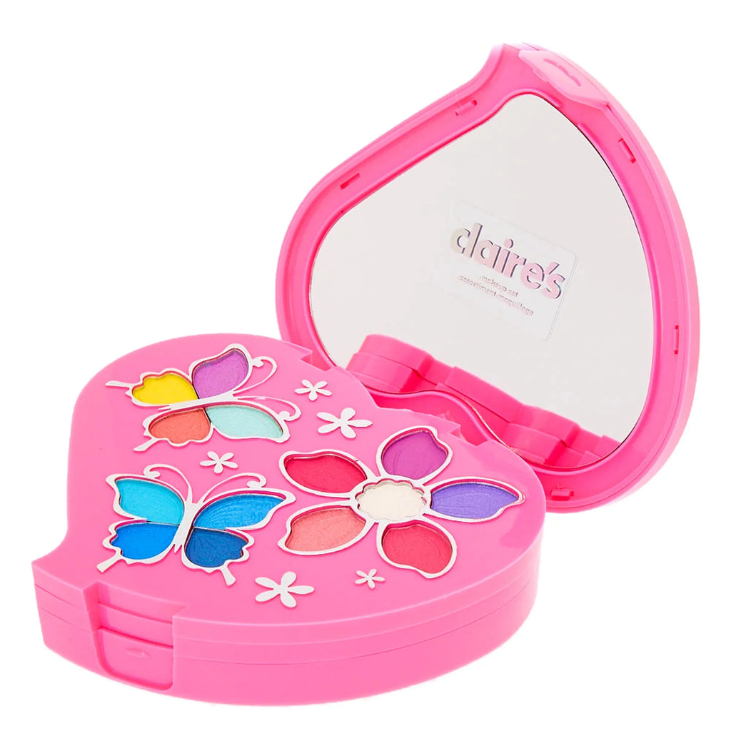 Cosmetics Includes 57275 Eyeliner, Palette, Heart and Lipgloss Blush, Pink Eyeshadow, Claire's Applicators, Shapped Girls