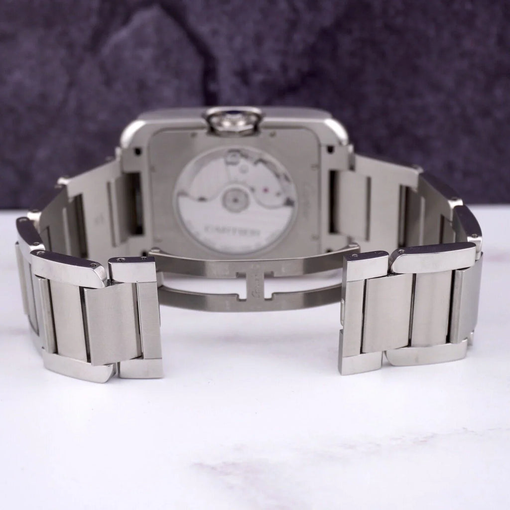 Anglaise Tank Mens 37mm Silver 49mm Cartier Watch by Steel Stainless 3507 Dial