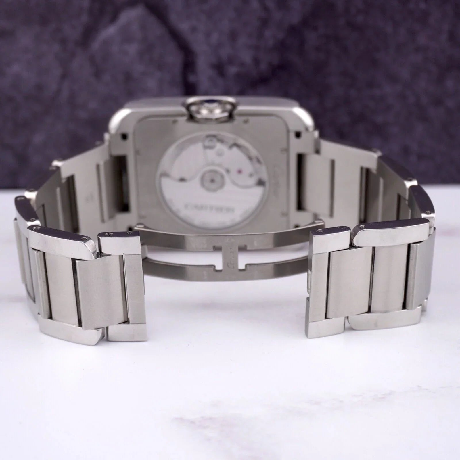 Anglaise Tank Mens 37mm Silver 49mm Cartier Watch by Steel Stainless 3507 Dial