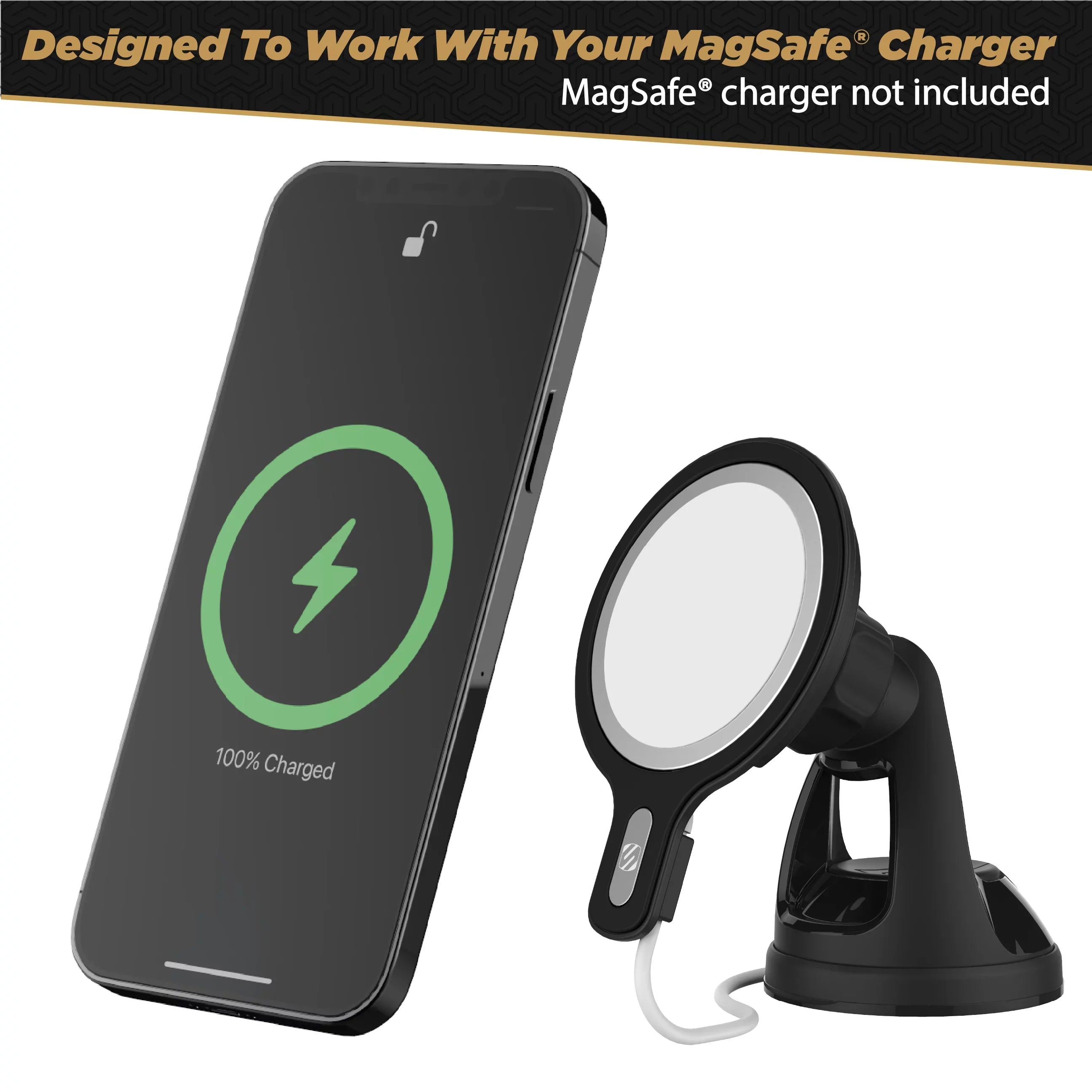 MagicMount MagSafe (MagSafe Charger Phone Is with Included) Mount Car MSHWDPD20-SP MSC Holder Compatible Chargers, NOT Scosche Window/Dash Black Kit