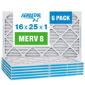 MERV 16x25x1 Air 8 Air Pleated Filter, Filter, Furnace AC 6 Aerostar Pack
