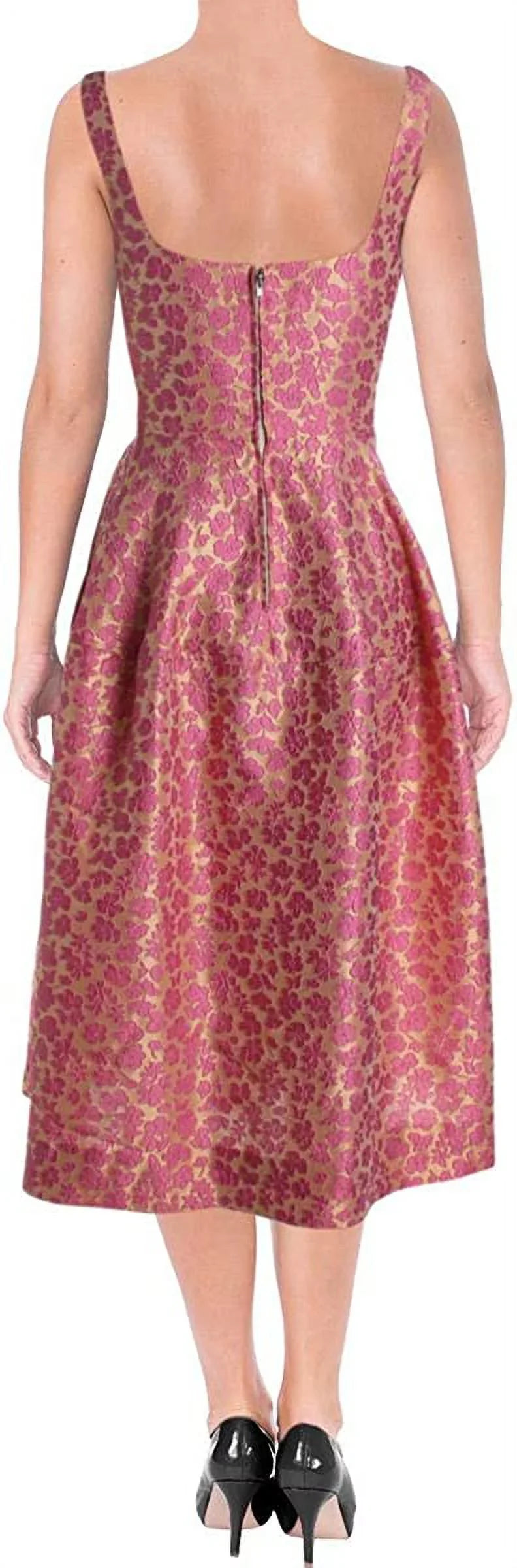 Flare Sleeveless Short Light Floral Womens Fit Pink Party 0 JILL STUART Dress + V Neck Zippered