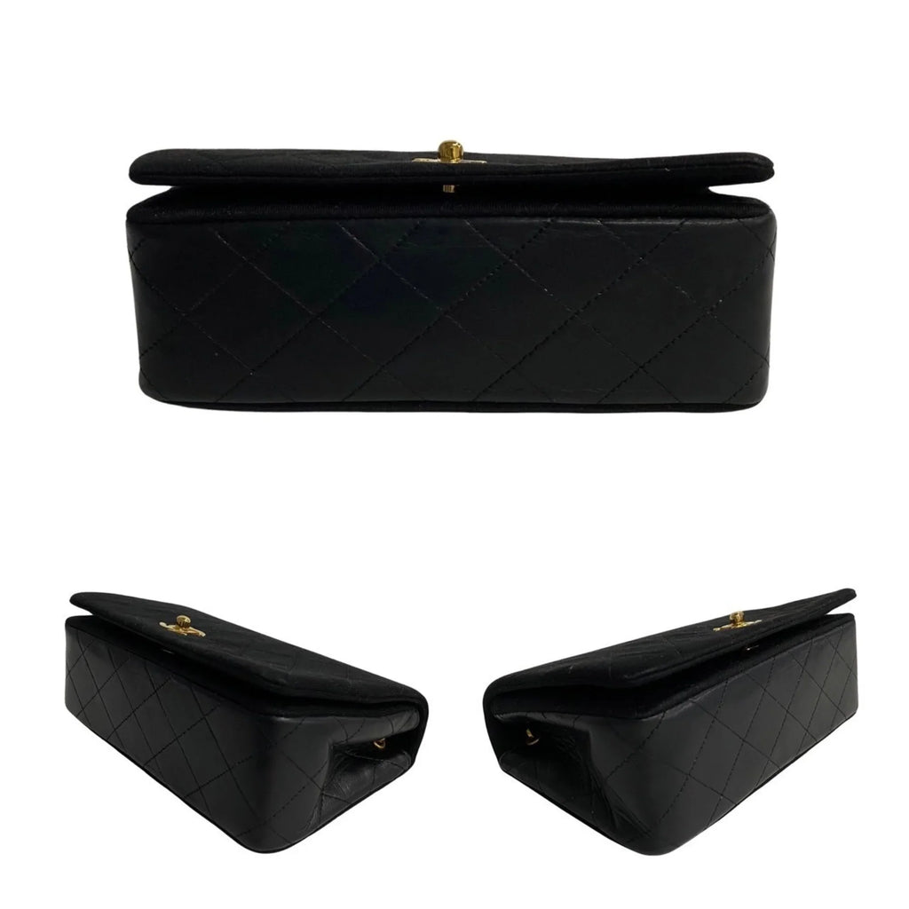 Chain Pre-Owned Flap 73960 Bag Matelasse Full Black CHANEL Lambskin Turnlock Cotton Shoulder (Good)