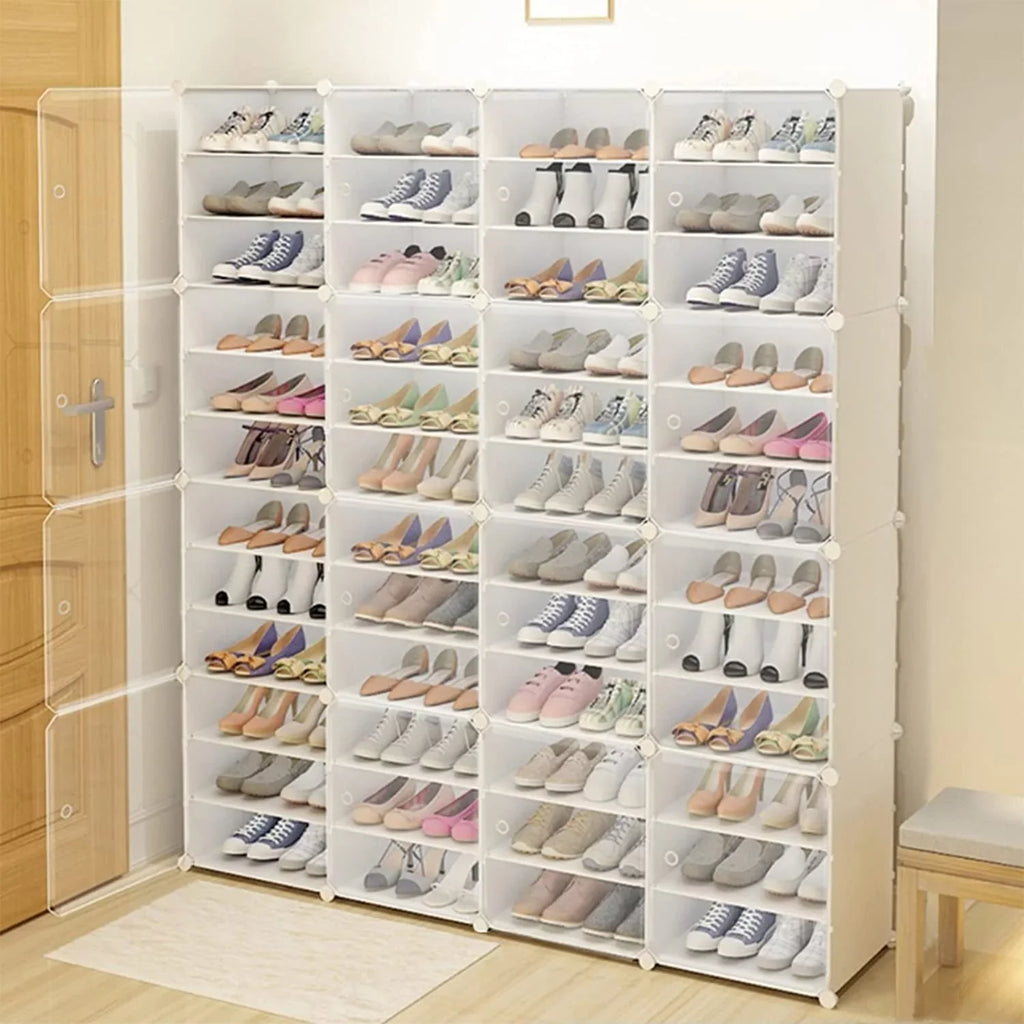 for Shoe Entryway Storage Pairs Modular Tiers Closet Hallway 12 Bedroom 96 Shelf 48 Tower Cubes Shoe Cabinet White Stand Organizer Boxes, Shoe Plastic Storage Rack