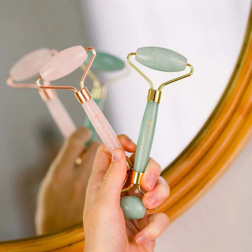 and - Gift Gua Rose Quartz Jade Earth Sha Roller, Roller Beauty by Ice Set 3-Tool